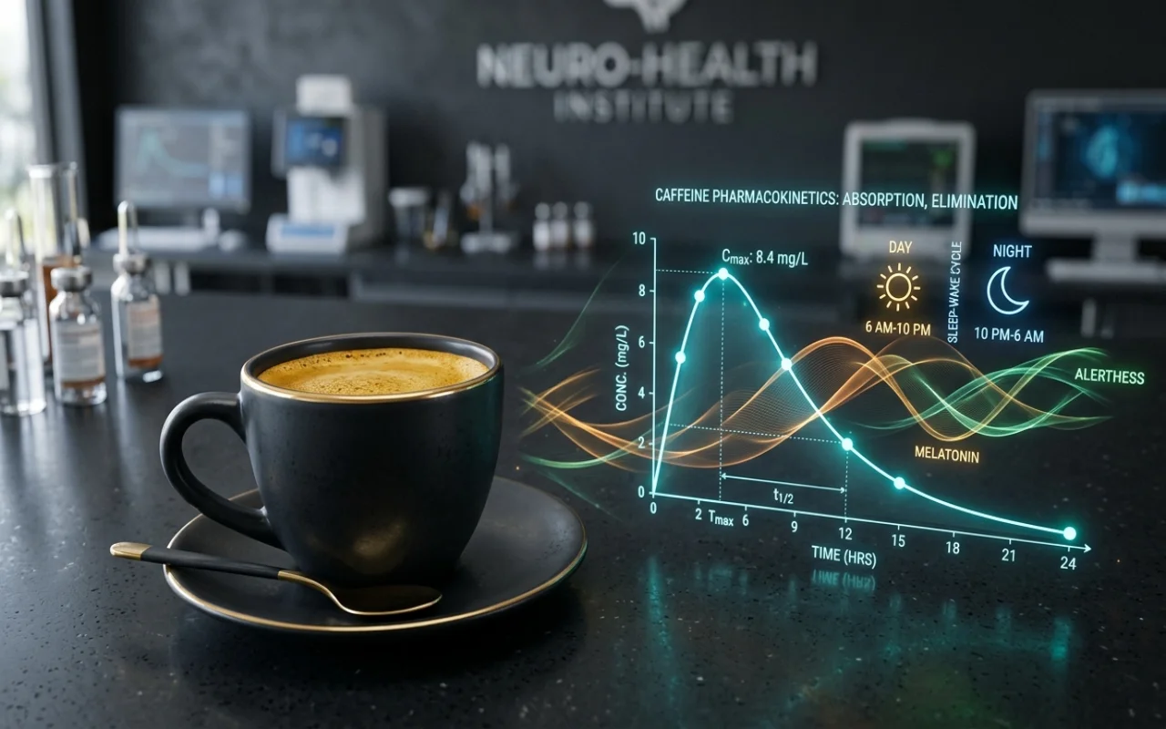 Calculadora de farmacocinética de cafeína y hora límite de café