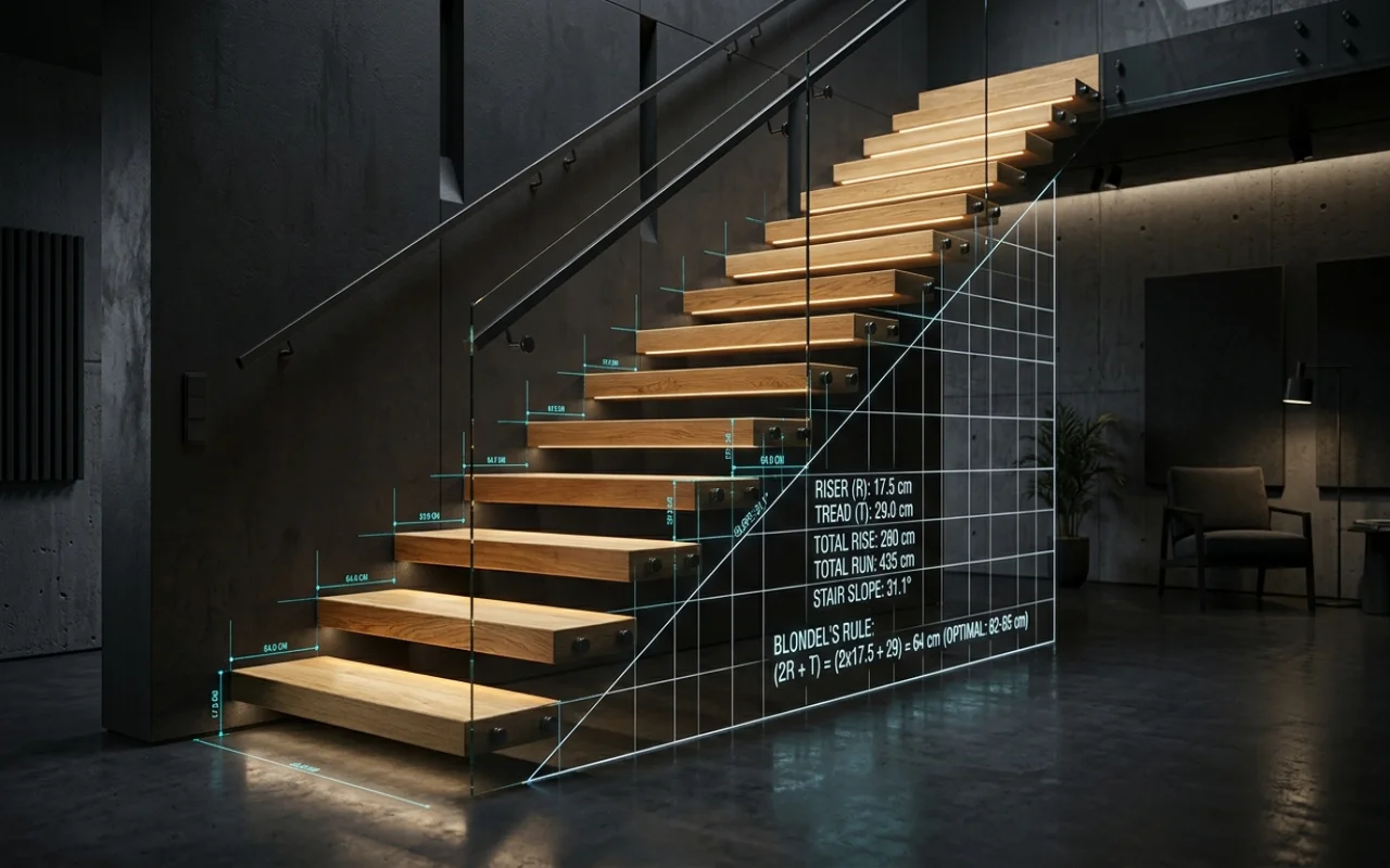 Calculadora de escaleras y peldaños (Ley de Blondel y CTE)