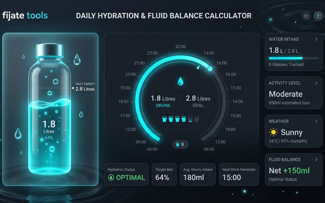 Calculadora de hidratación y agua diaria