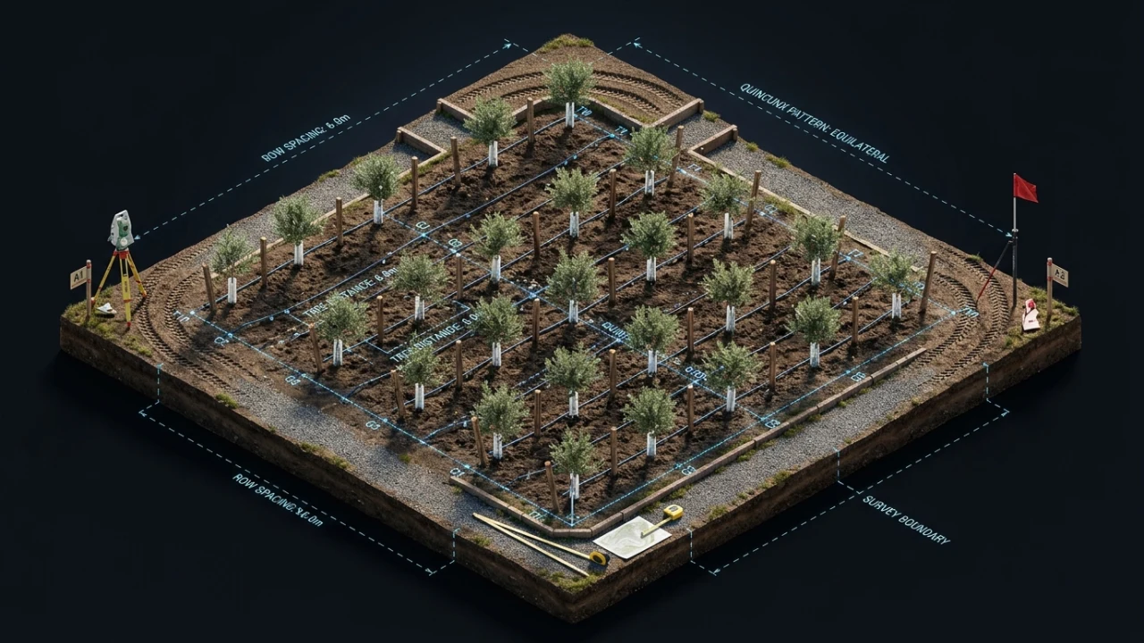 Calculadora de marco de plantación y replanteo de árboles