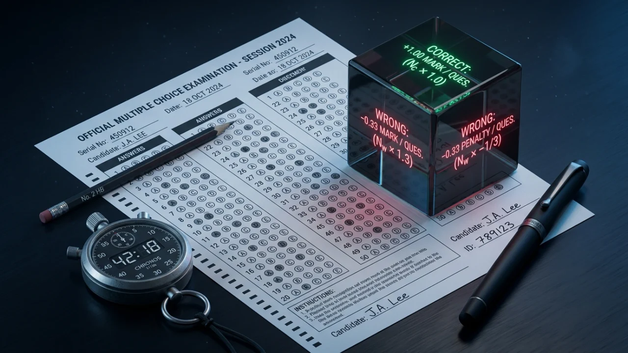 Calculadora y simulador de exámenes tipo test con penalización