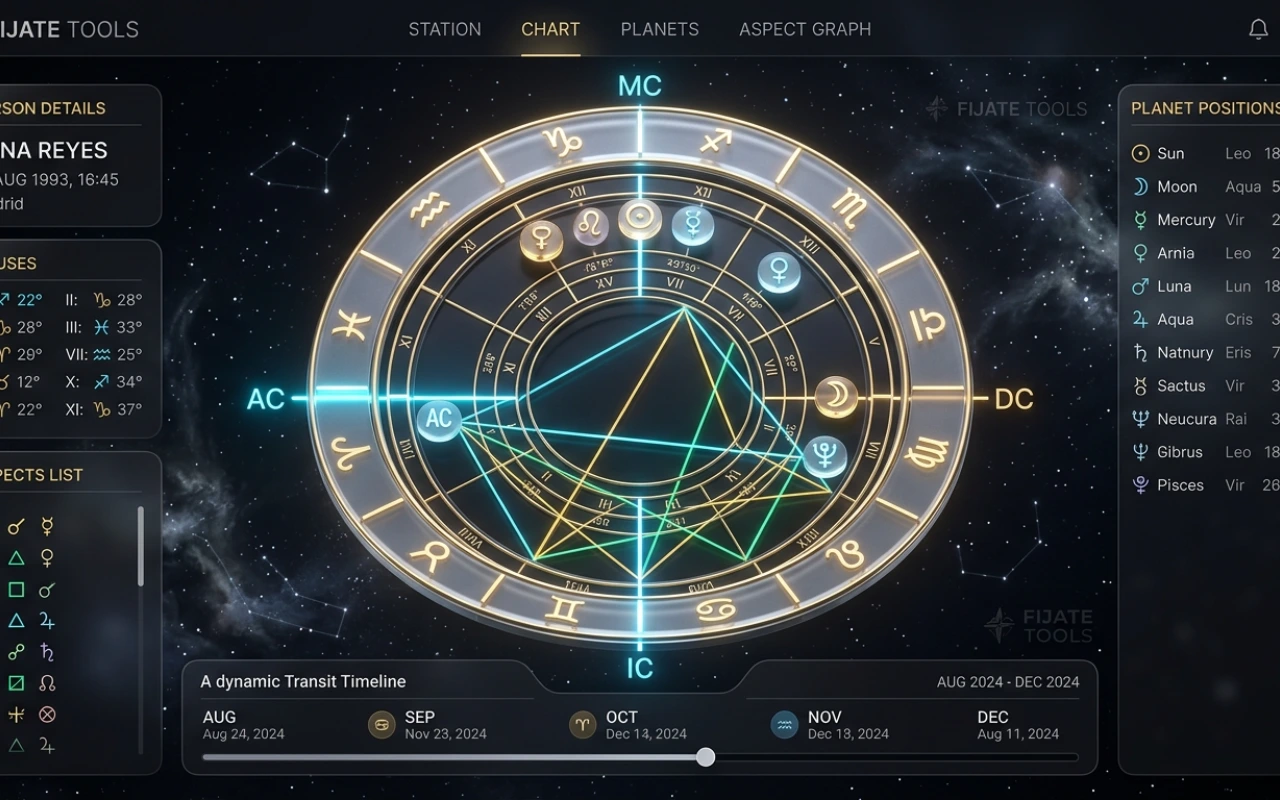 Carta astral interactiva y predicciones
