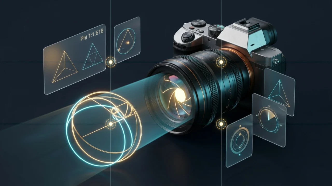 Comprobador de composición fotográfica y proporción áurea