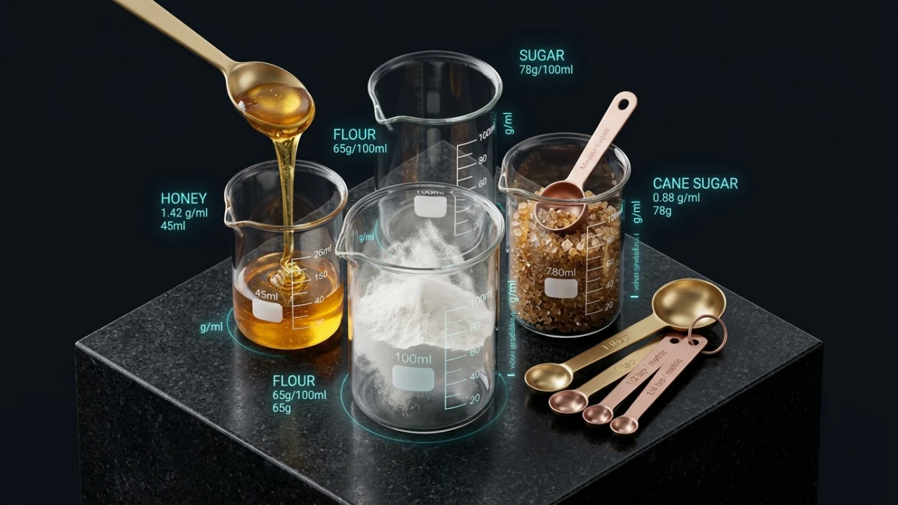 Conversor de medidas de cocina por ingrediente y densidad