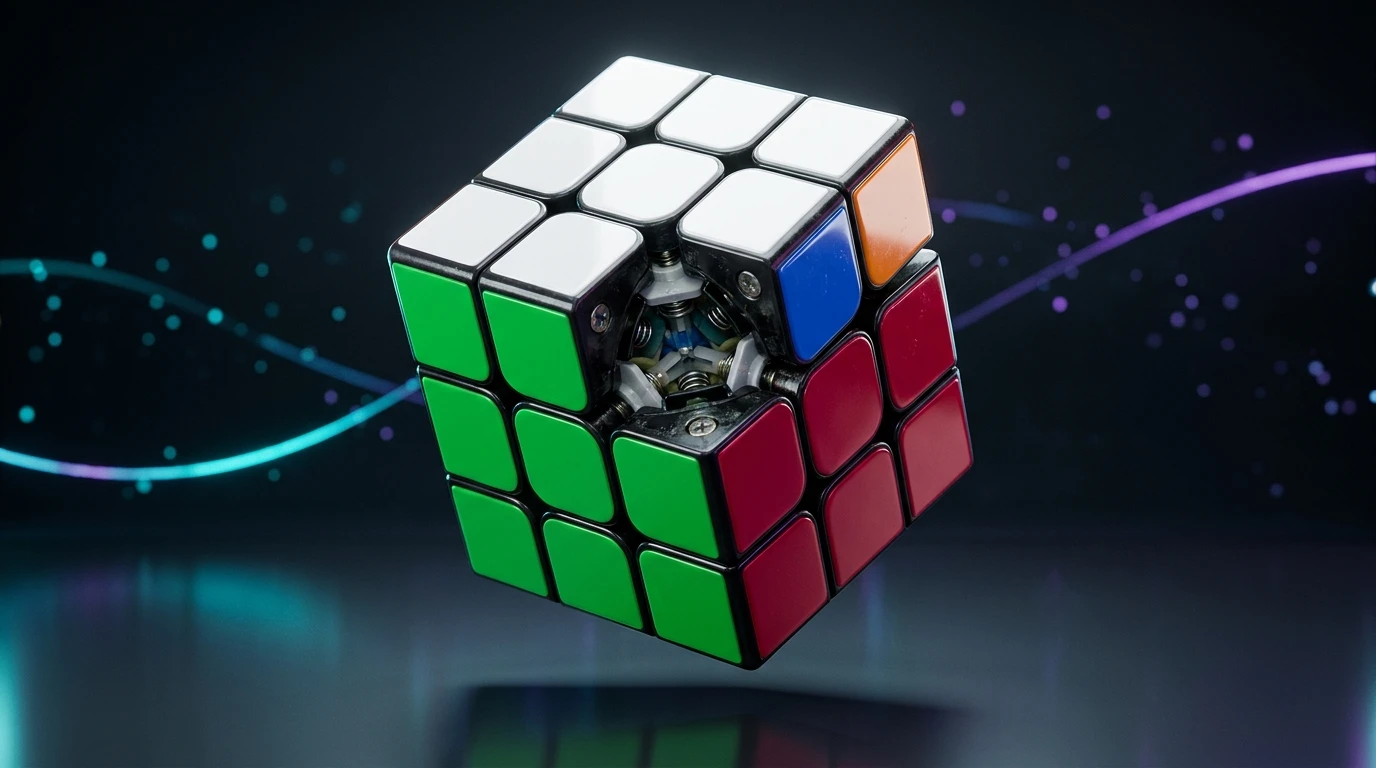 Cubo de Rubik 3D hiperrealista, giros táctiles y cronómetro