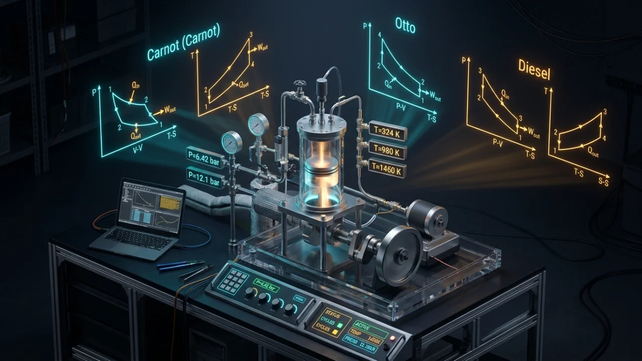 Laboratorio 3D de termodinámica y ciclos de motores térmicos