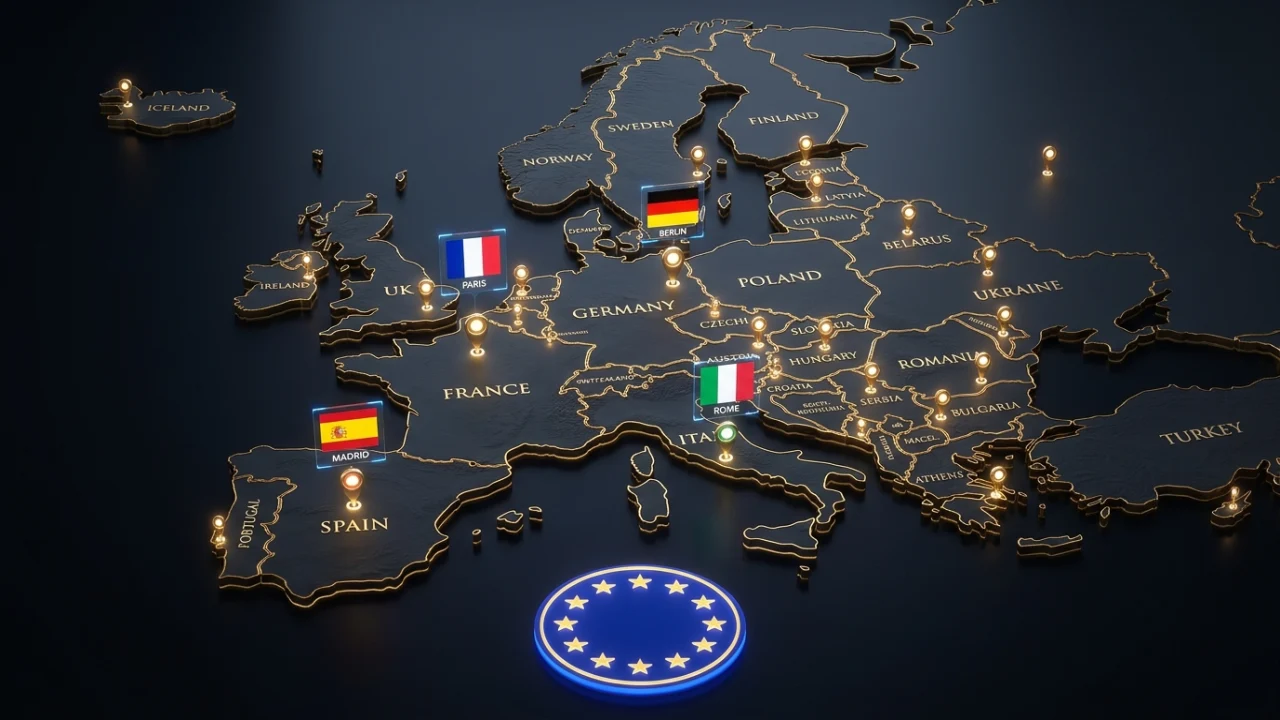 Examen de países y capitales de Europa con mapa interactivo