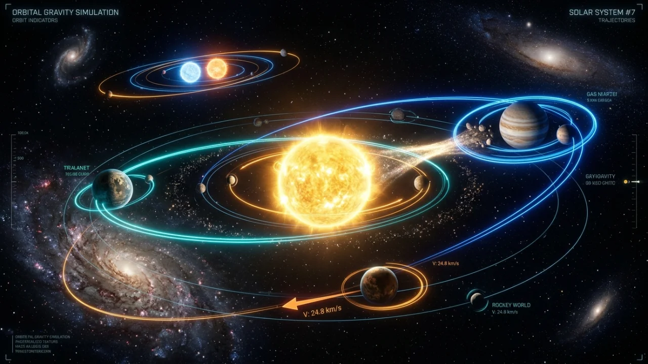 Sandbox orbital de gravedad y caos de N cuerpos