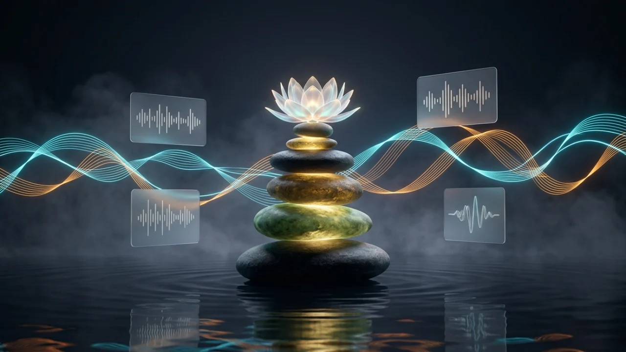 Santuario de meditación zen y ondas cerebrales