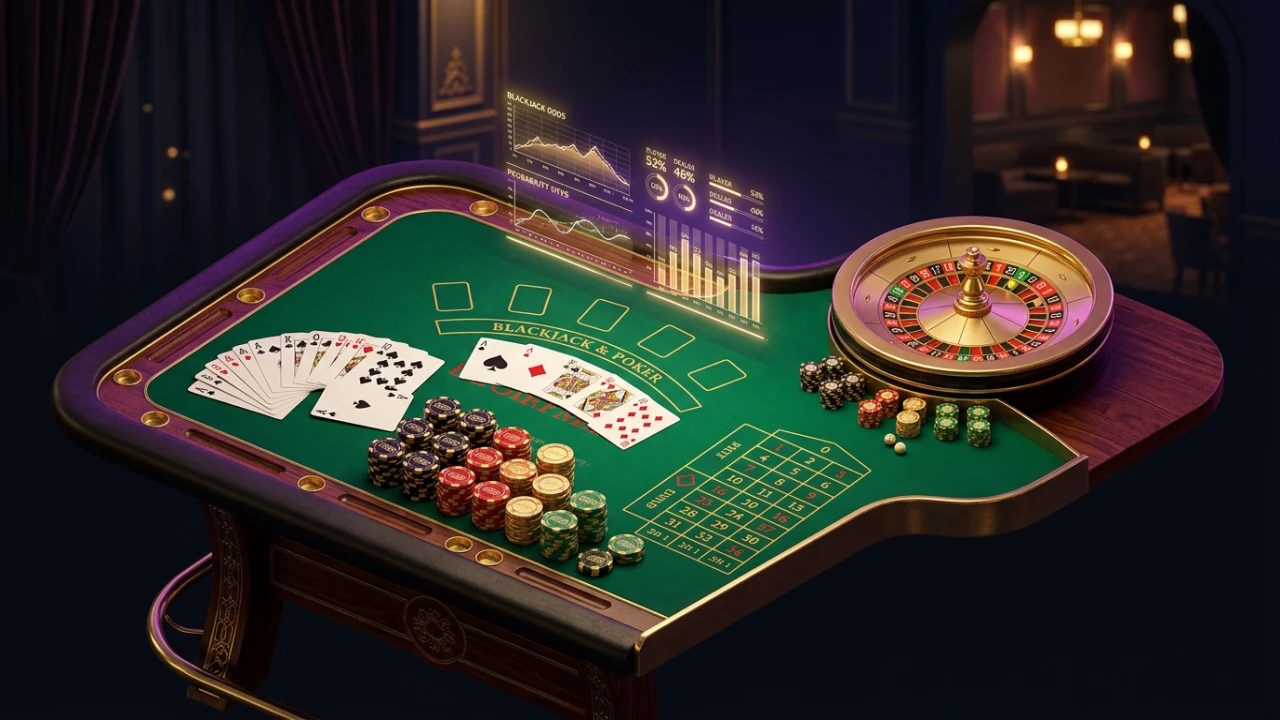 Salón de cartas y mesa de estrategia