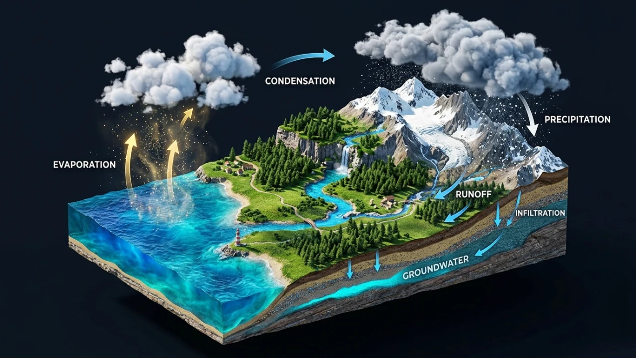 Simulador interactivo del ciclo del agua 3D: dinámica hidrológica y atmosférica