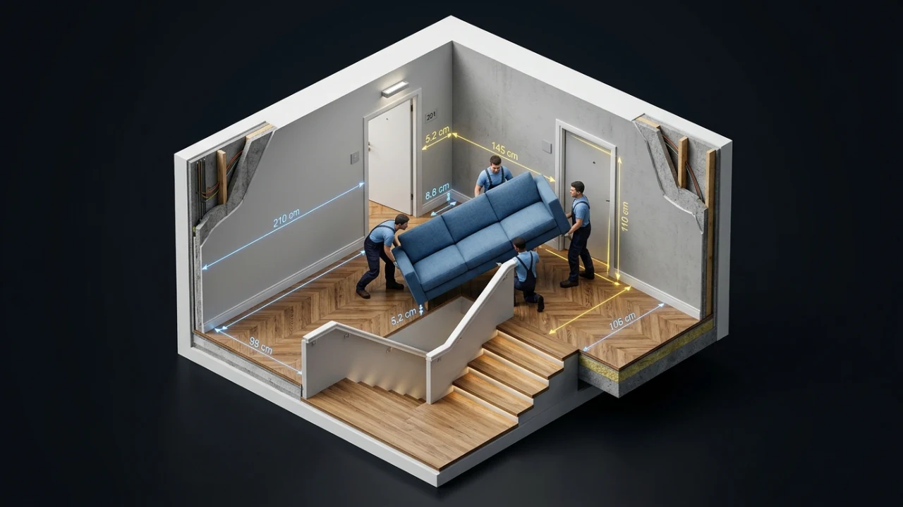 Simulador de paso de muebles por puertas y escaleras
