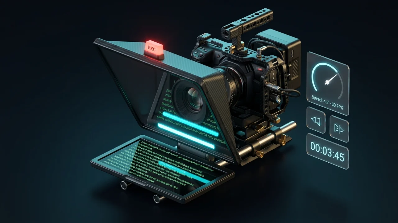Teleprompter profesional con control de velocidad y modo espejo