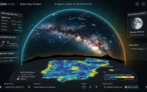 Buscador 3D de cielos oscuros y planetario