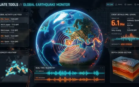 Monitor 3D global de terremotos y fallas