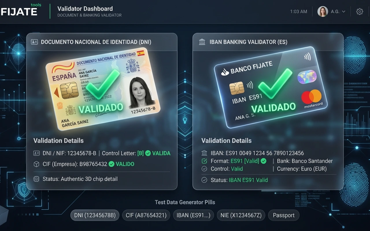 Validador y generador de NIF, NIE, CIF e IBAN