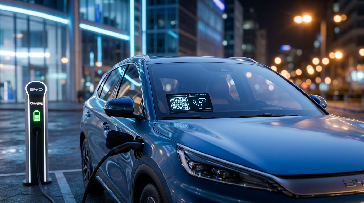 Courtesy windshield QR notice for public charging spots