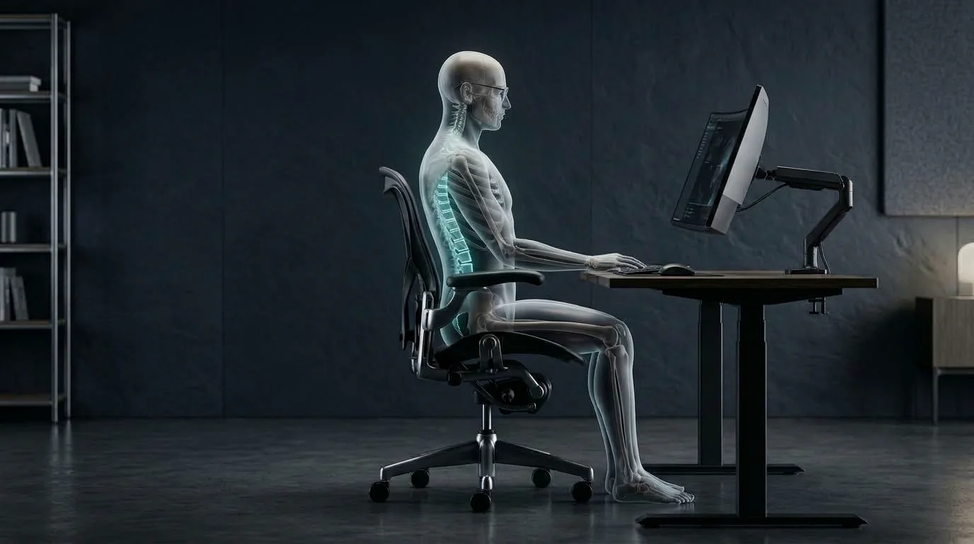 Render 3D de postura ergonómica